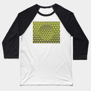 similar shaped mosaic tiles design over a 3D sphere in yellow and pink Baseball T-Shirt